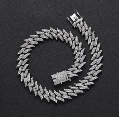 INTER LINK SPIKE CHAIN - ICED WHITE GOLD