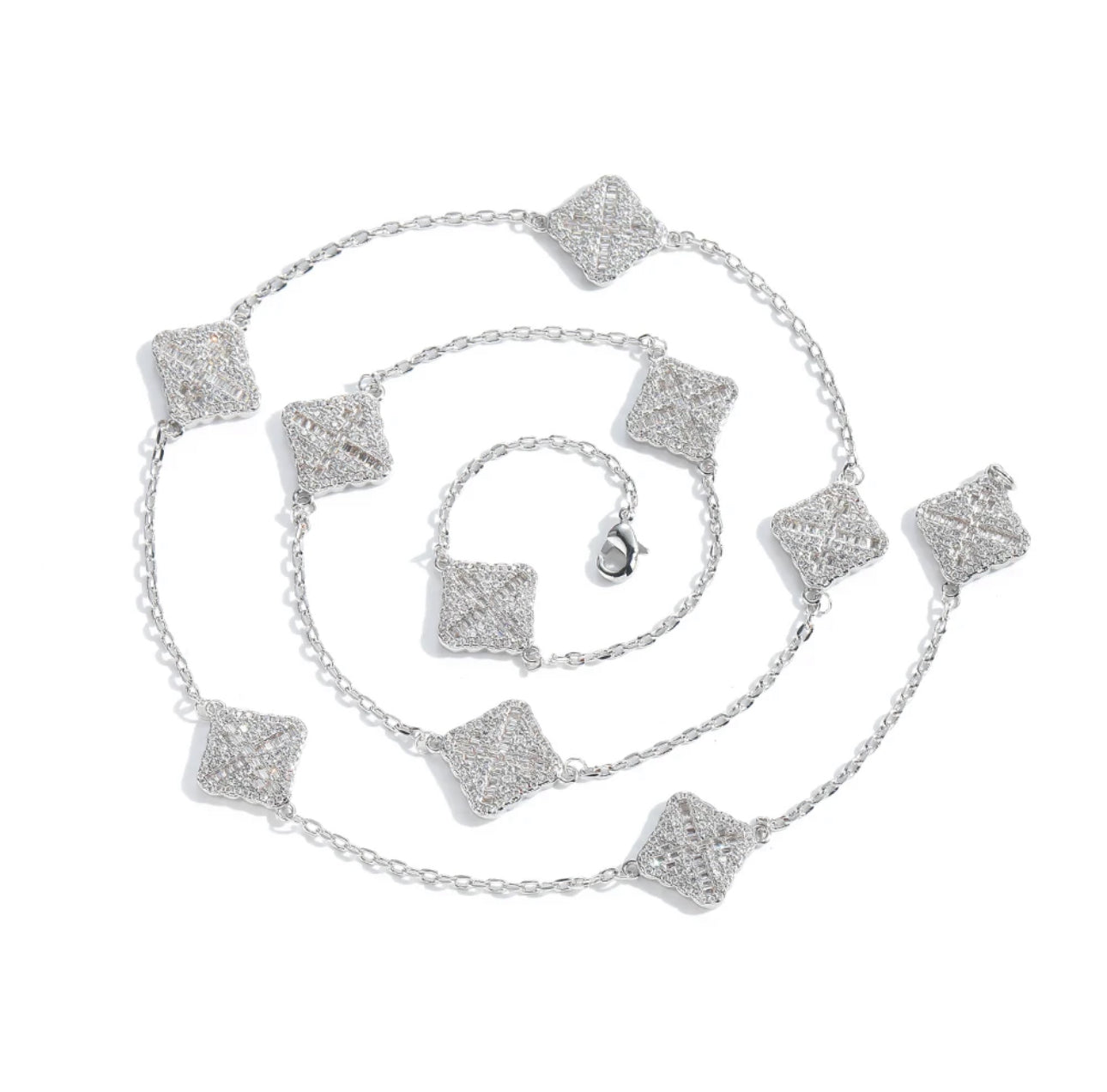 DIAMOND ROPE LEAF CHAIN NECKLACE