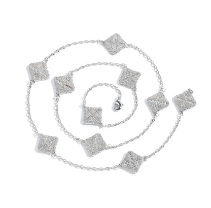 DIAMOND ROPE LEAF CHAIN NECKLACE